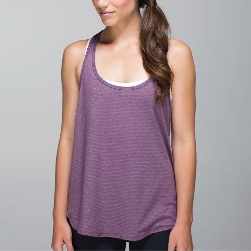 Lululemon 105 F Singlet Tank — Heathered Purple Fog (Size 8) Long Loose Tanktop